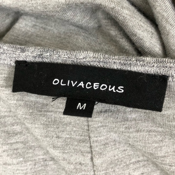 OLIVACEOUS Front Tie Long Sleeve Gray Dress Medium Stretch Modern Minimalist M - Picture 5 of 6